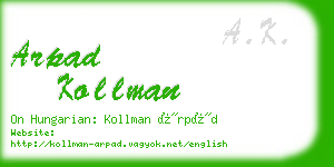 arpad kollman business card